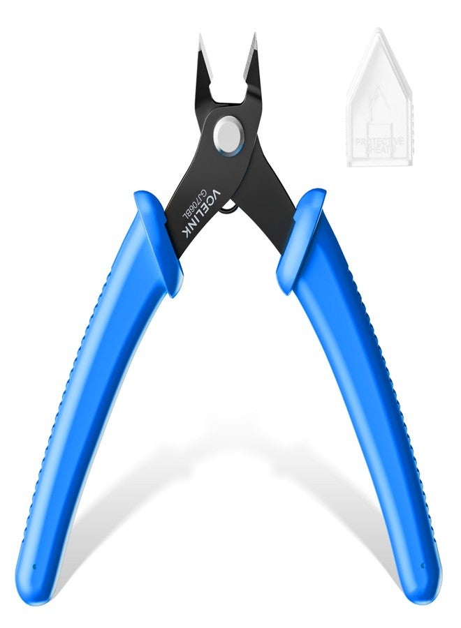 VCELINK Small Wire Cutter Spring-loaded GJ706BL, Precision Flush Cutter Pliers Diagonal Cutters for Electronics, Jewelry Making, Model Craft and 3D Printer, 5-Inch - Image 1